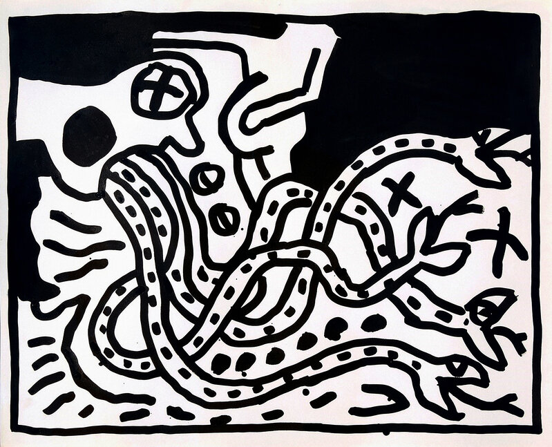 Keith Haring, ‘Untitled’, 1983, Drawing, Collage or other Work on Paper, Unique, sumi ink on paper, Tate Ward Auctions
