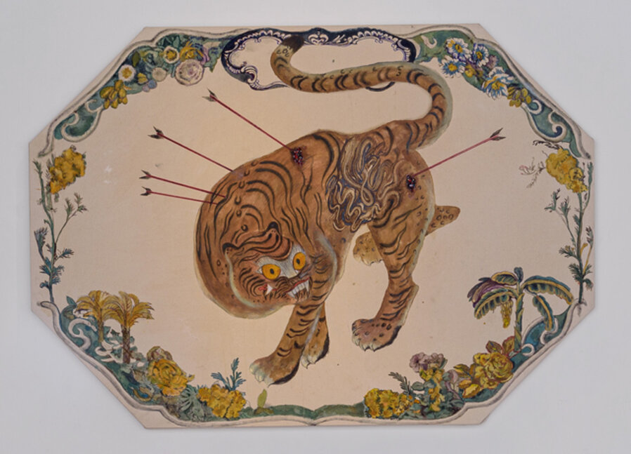 Green Plate (tiger as St. Sebastian)