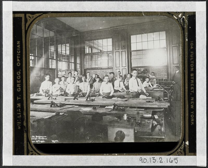 Jacob A. Riis, ‘Manual Training Class, Public School’, 1902, Photography, Gelatin silver transparency, Museum of the City of New York