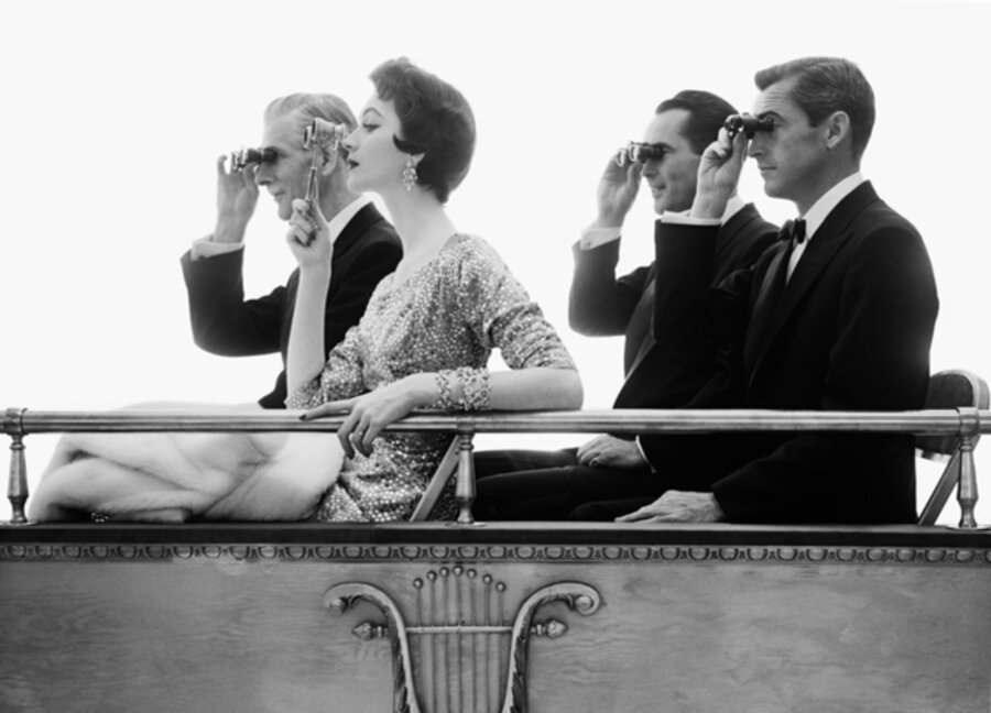 Dovima in Opera Box, with Bob Taft, Tom Charles, and Victor Cutrer, Corday