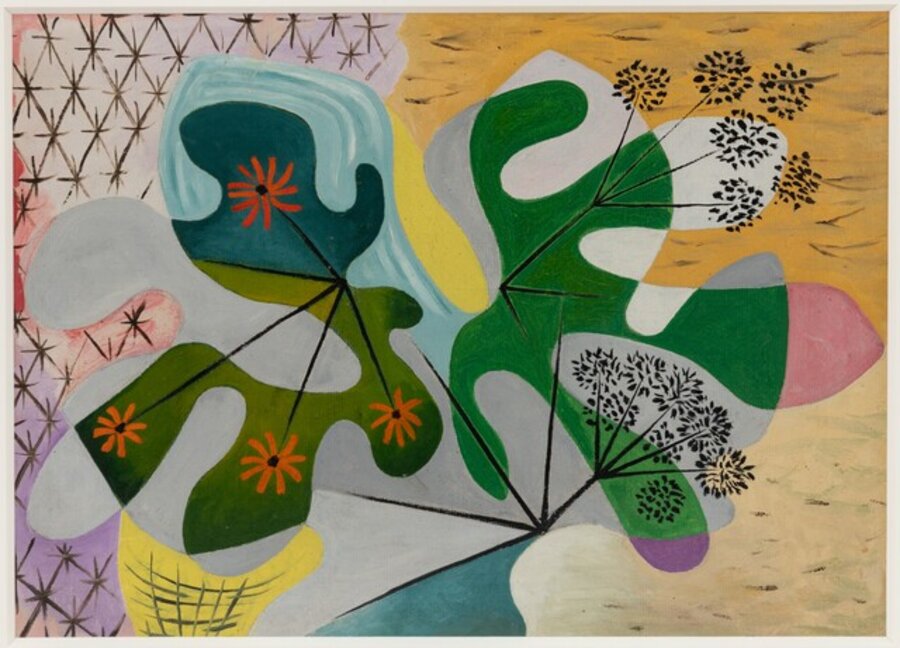 Composition aux feuilles et fleurs