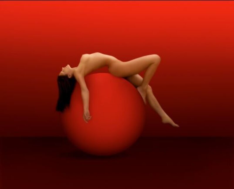 Parish Kohanim, ‘Ella on Red Sphere’, 2018, Photography, Archival Photo Sublimation on Aluminum with White Gloss, Artwork is 2" Deep, Connect Contemporary