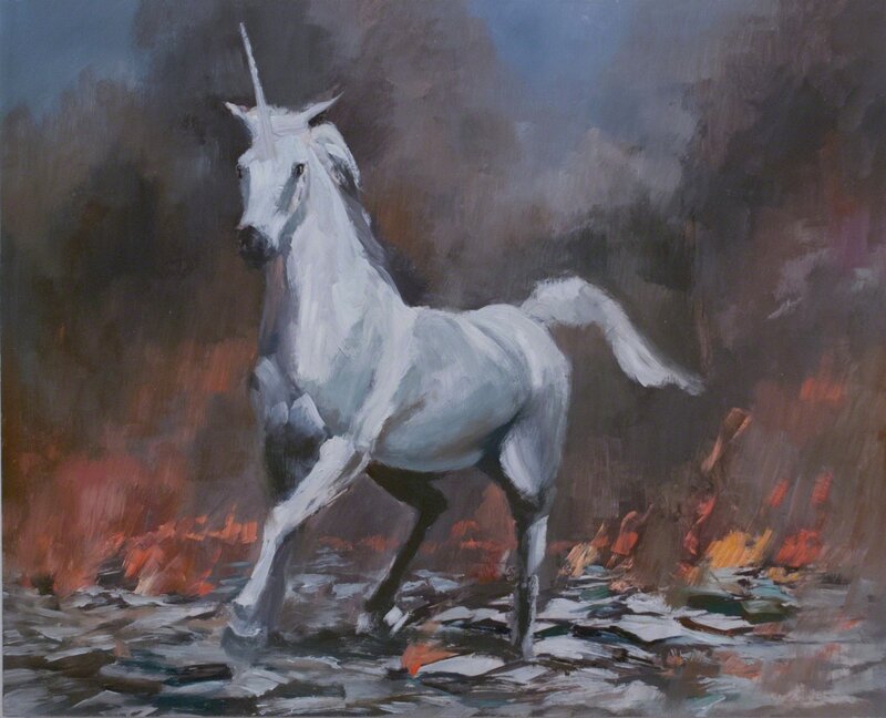 Adam Cvijanovic, ‘Unicorn’, 2012, Painting, Oil on mylar mounted on wood panel, Postmasters Gallery