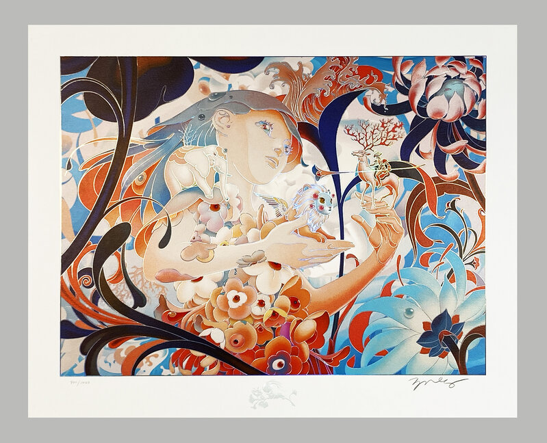 James Jean, ‘'Forager III'’, 2021, Print, Sculptural, glass-like details and enhancements with Crystalline finishes and holographic line-work on 300gsm fine art paper. Intricately detailed with 3-dimensional chop bottom center., Signari Gallery