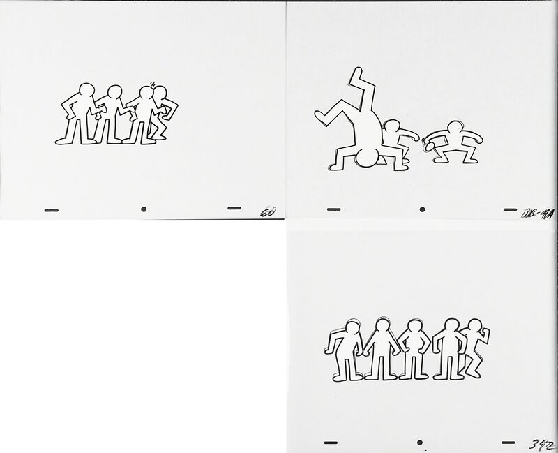 Keith Haring, ‘Keith Haring Sesame Street Breakdancers Animation Cell’, 1987, Drawing, Collage or other Work on Paper, Three marker on overhead sheets, Rago/Wright/LAMA