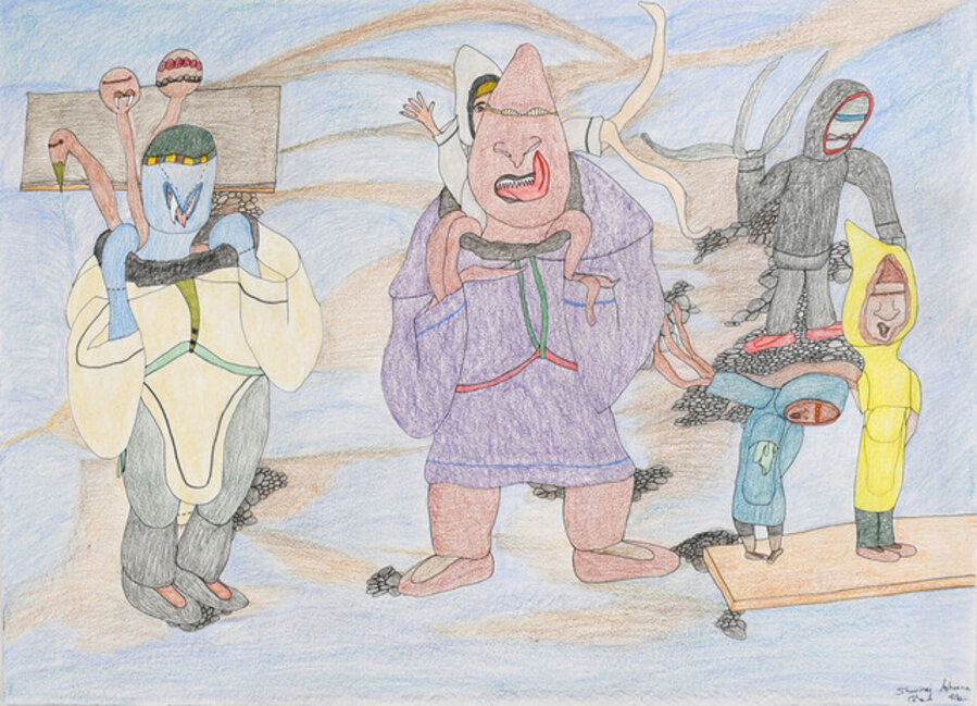untitled (fantastical creatures in traditional attire)