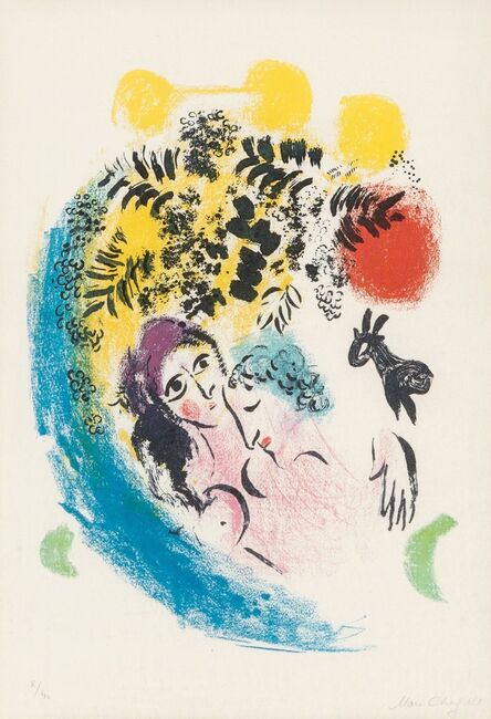 Marc Chagall, ‘Les amoureux au soleil rouge’, 1960