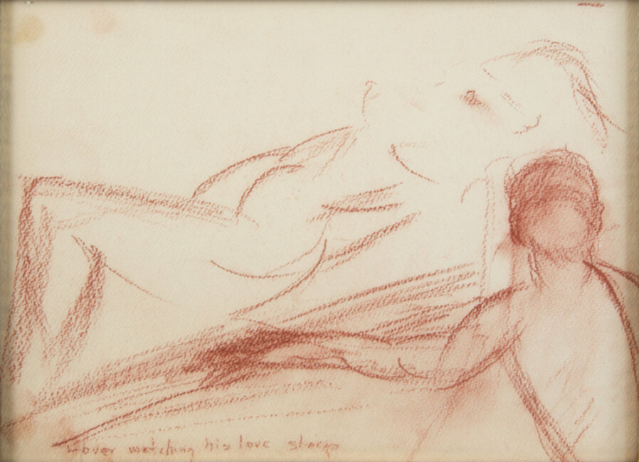Lover watching his love sleep
