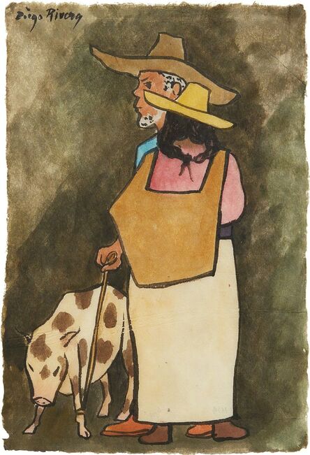 Diego Rivera, ‘Pareja con marrano’, ca. 1944