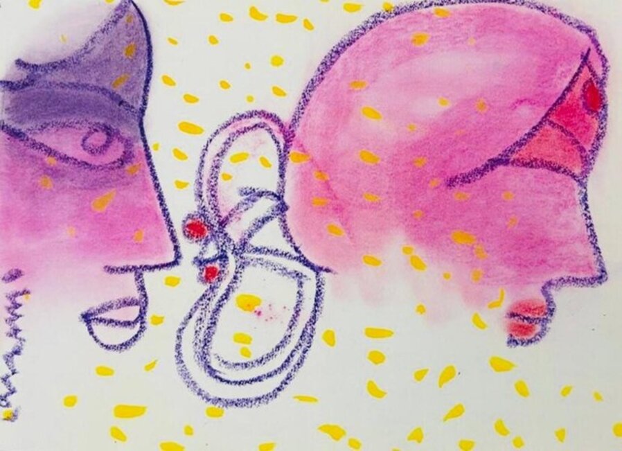 Untitled, Figurative, Pastel & Ink on Paper