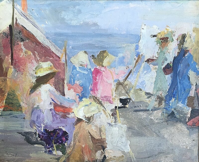 Margery Austen Ryerson, ‘Untitled (Charles Hawthorne's Painting Class at Provincetown)’, ca. 1920, Painting, Oil on board, Lawrence Fine Art