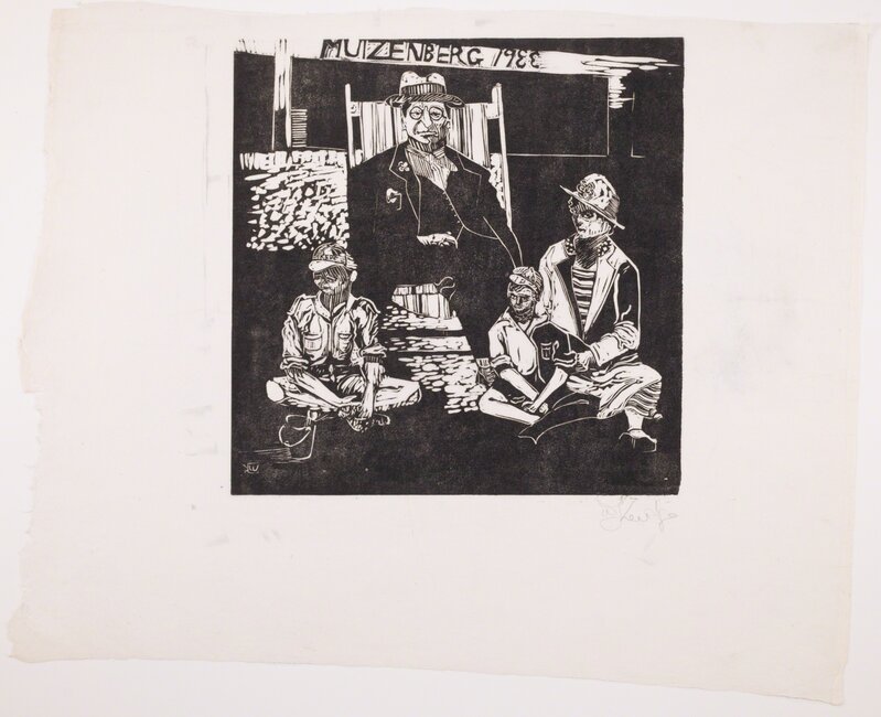 William Kentridge, ‘Muizenberg 1933’, 1975, Print, Linoleum cut, Sylvan Cole Gallery