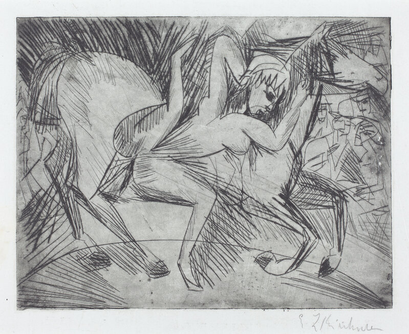 Ernst Ludwig Kirchner, ‘Acrobat on a Horse (Voltigeuse zu Pferd)’, 1913, Print, Drypoint on blotting paper, National Gallery of Art, Washington, D.C.