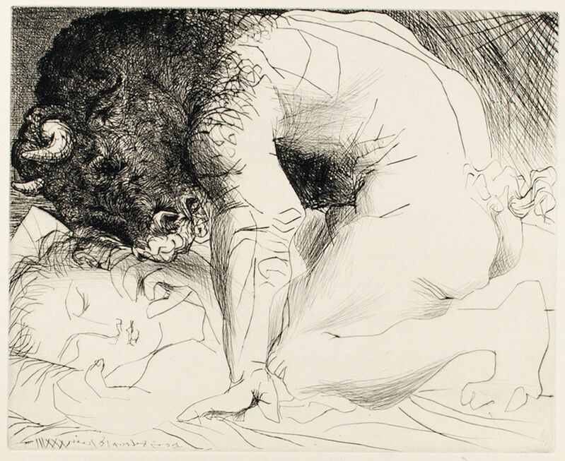 Pablo Picasso, ‘MINOTAURE CARESSANT UNE DORMEUSE (B. 201; G/B 369; S.V. 93)’, 1933, Print, Drypoint on Montval laid paper, Marc Rosen Fine Art Ltd