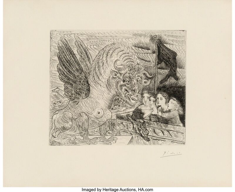 Pablo Picasso, ‘Taureau ailé contemplé par quatre enfants, from La Suite Vollard’, 1934, Print, Etching on Montval laid paper, Heritage Auctions