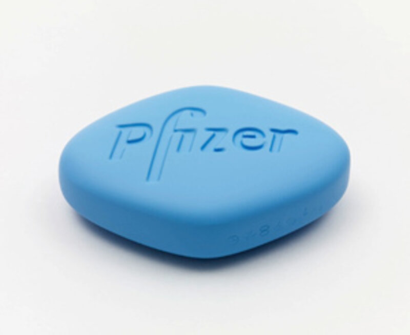 Damien Hirst, ‘Pfizer VGR 100mg (Baby blue)’, 2014, Sculpture, Polyurethane resin with ink pigment, Vogtle Contemporary 