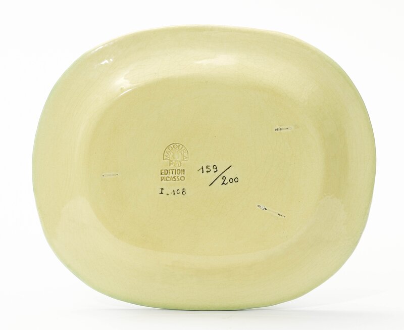 Pablo Picasso, ‘Joueur de diaule’, 1947, Design/Decorative Art, Plate. Ceramic painted in yellow, green, white and brown. Decorated with engobes, Koller Auctions