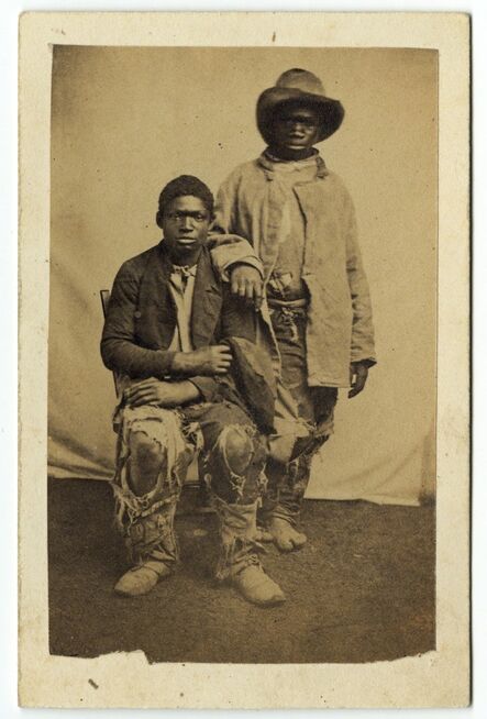 McPherson and Oliver, ‘Two African American Young Men in Tattered Clothing ("Contrabands, general style of dress")’, ca. 1861