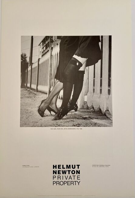 Helmut Newton, ‘Rare Limited Helmut Newton "Private Property" Gallery Lithographic Poster (features the photo "RICH GIRL , POOR GIRL, DETAIL BORDIGHERA, ITALY 1982 )’, 1985