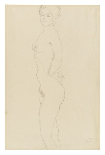 Gustav Klimt, ‘Standing Female Nude, Facing Left, with Hand Resting on Hip’, 1916-1917