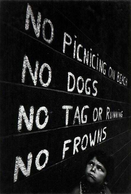 W. Eugene Smith, ‘untitled, (Shana Frowning at ‘No Frowns’ Sign)’, 1958