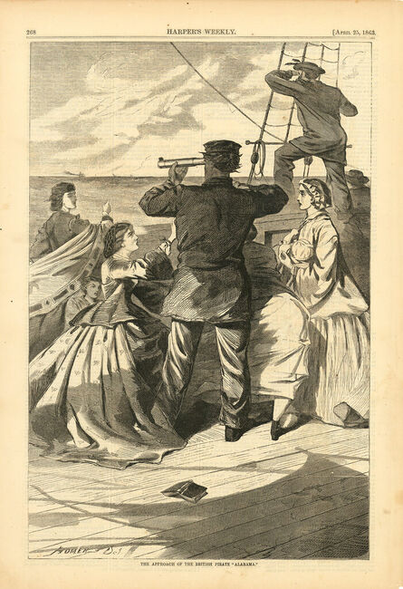 Winslow Homer, ‘The Approach of the British Pirate "Alabama."’, 1863