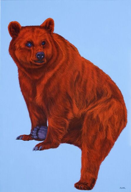 Helmut Koller, ‘Red Bear on Light Blue background’, 2009