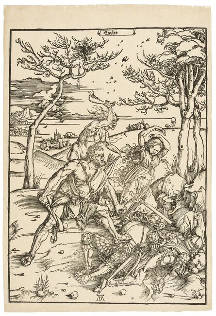 Albrecht Dürer, ‘Hercules conquering Cacus (Hercules conquering the Molionide Twins)’, 1496
