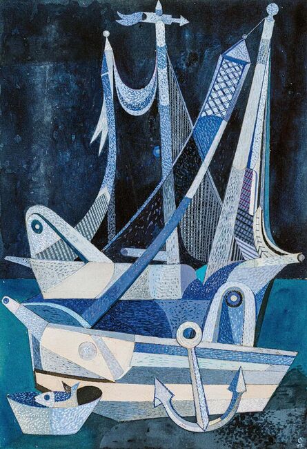 Heinrich Campendonk, ‘Fischerboote mit trocknenden Netzen’, 1947