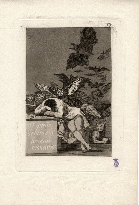 Francisco de Goya, ‘El sueño de la razon produce monstruos. (The sleep of reason produces monsters.)’, 1796-1797