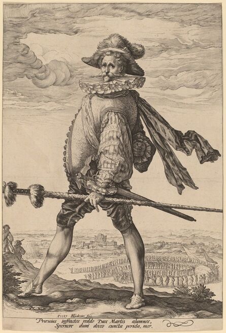 Hendrik Goltzius, ‘The Captain of the Infantry, Marching to the Left’, 1587