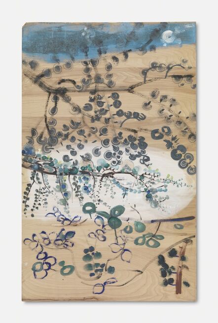 Bill Lynch, ‘Untitled (Branches with Purple/Blue leaves in Lower Left. Moon in Upper Right)’