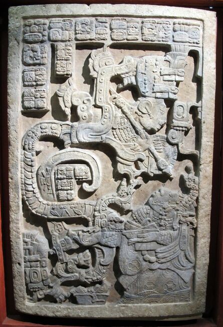 ‘Lady Xok's Vision of a Giant Snake (Accession Ceremony), Lintel 25 of a temple (structure 23), Yaxchilan, Chiapas, Mexico’, 723-726