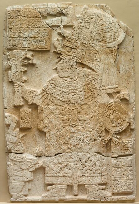 Mesoamerica, Guatemala, Department of the Petén, El Perú (also known as Waka'), Maya people (AD 250-900), Classic Period, ‘Front Face of a Stela (Free-standing Stone with Relief)’, 692