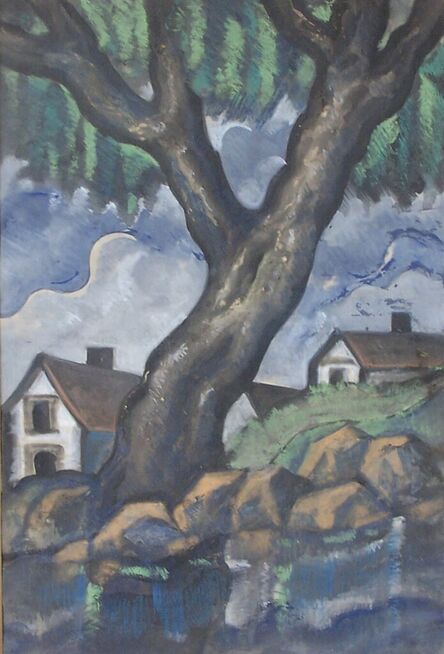 Hugó Scheiber, ‘Landscape with Tree and Houses’, ca. 1930's