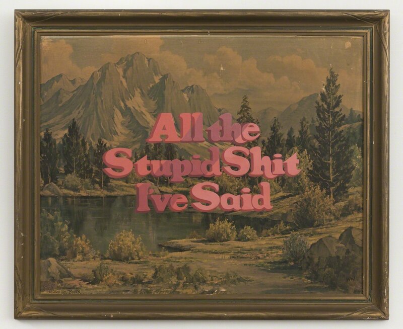 Wayne White, ‘All the Stupid Shit I've Said’, 2017, Painting, Acrylic on vintage offset lithograph, Joshua Liner Gallery
