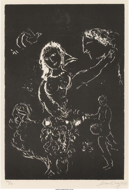 Marc Chagall, ‘Blanc sur Noir’, 1972