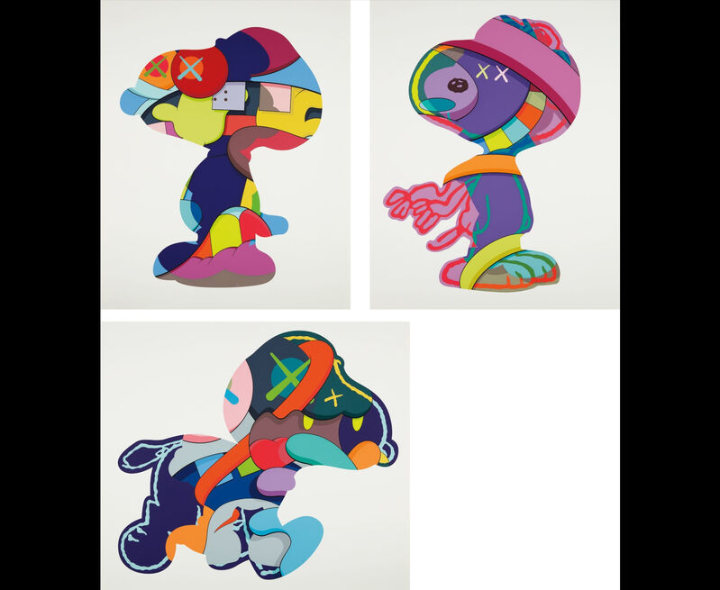 KAWS, ‘No One's Home; Stay Steady; and The Things That Comfort’, 2015, Print, The complete set of three screenprints in colors, on Saunders Waterford paper, with full margins., Adelia Art Gallery