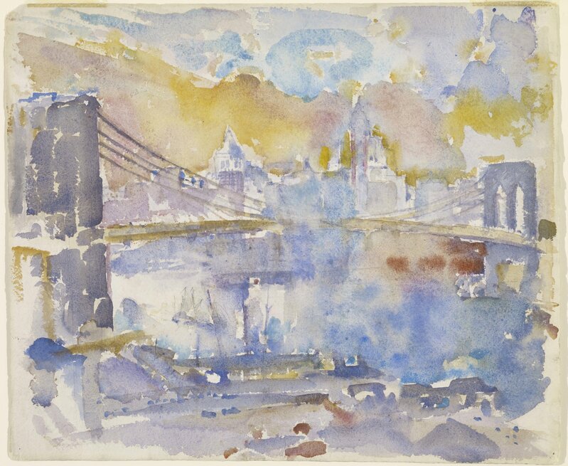 John Marin (1870-1953), ‘Brooklyn Bridge’, 1912, Painting, Watercolor and graphite on paper, Colby College Museum of Art