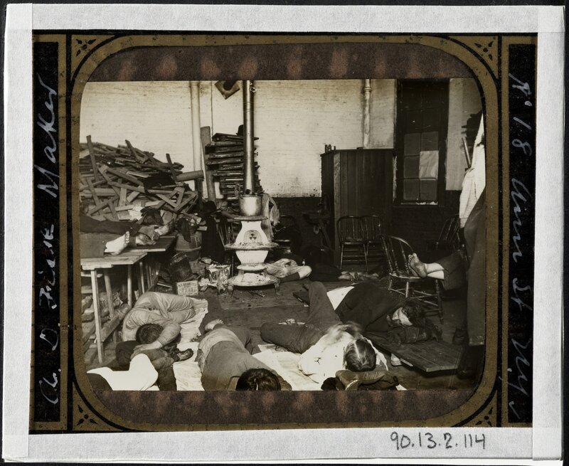 Jacob A. Riis, ‘Men's lodging room in West 47th Street Station’, ca. 1890, Photography, Gelatin silver transparency, Museum of the City of New York