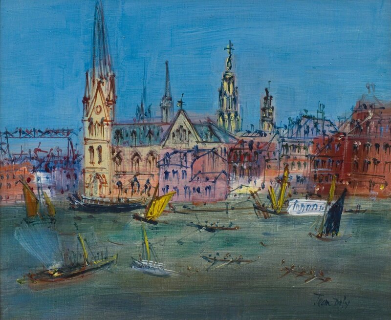 Jean Dufy, ‘Le Rhin - 'Scène de Port'’, 1953-1955, Painting, Oil on canvas, Willow Gallery