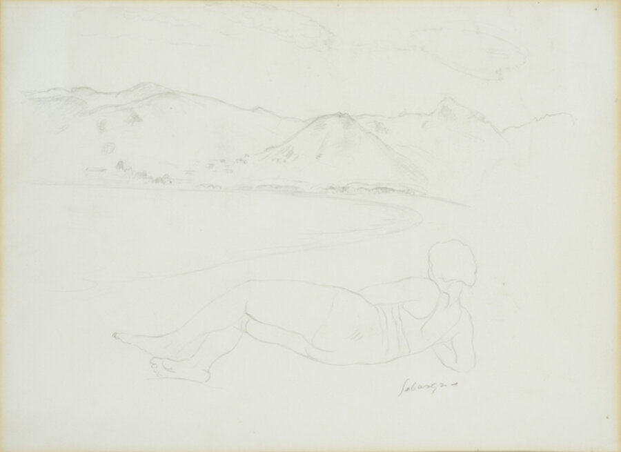 Femme nue dans un paysage