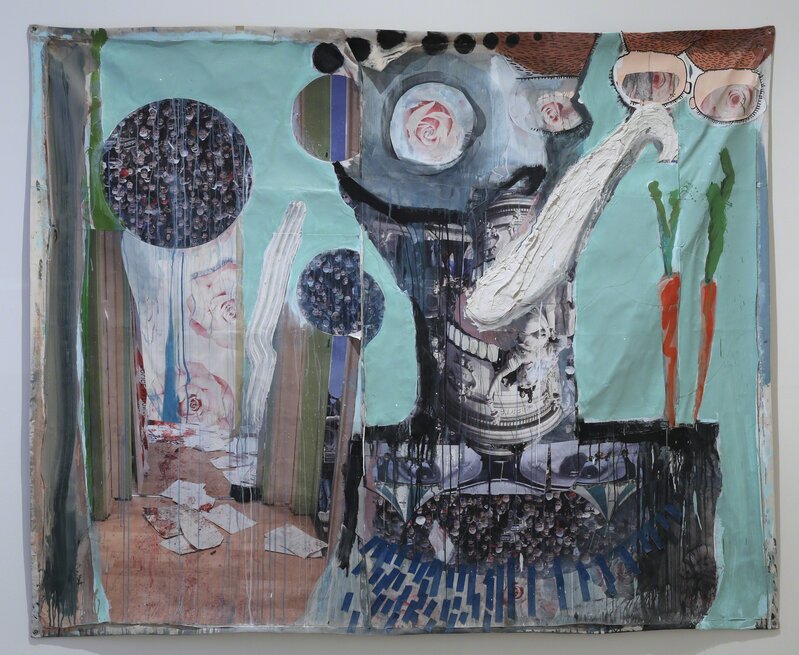 Ramin Haerizadeh, Rokni Haerizadeh & Hesam Rahmanian, ‘Untitled’, 2017, Painting, Gouache, acrylic, paint, gesso, glitter and wallpaper on canvas, Galerie Krinzinger