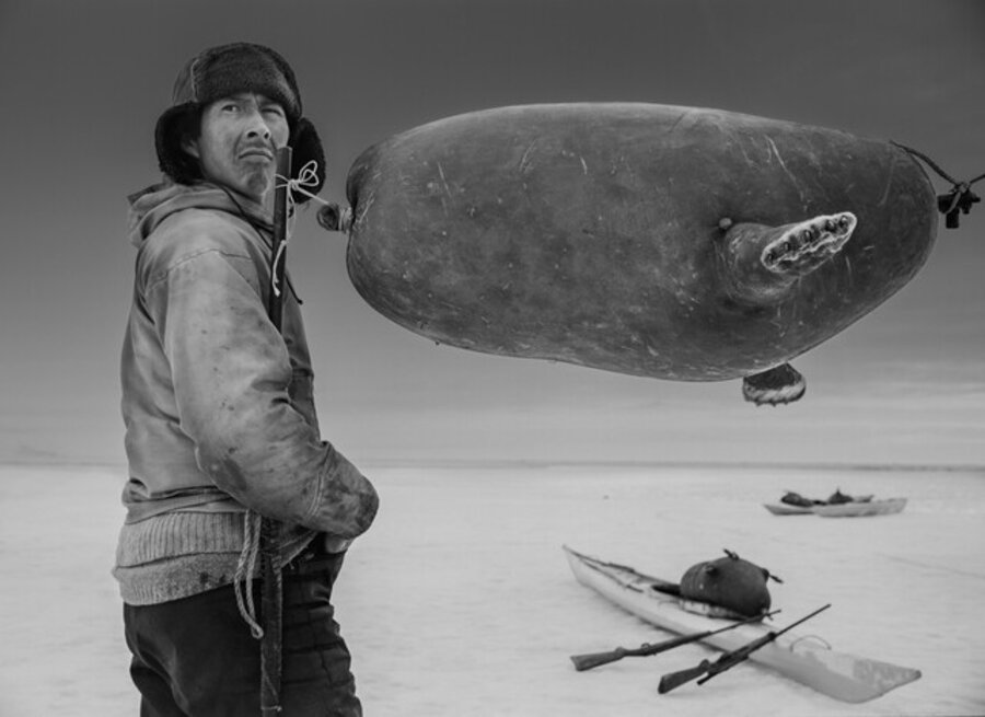Ole Neylsen on the sea Ice, Ingelfield Fjord, Thule, 1987