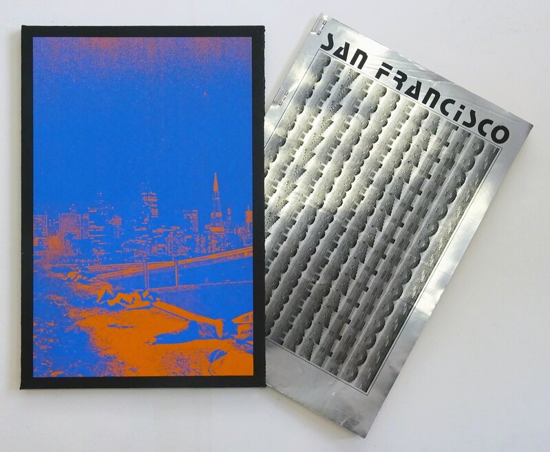 Gwenaël Rattke, ‘San Francisco Reverberation’, 2017, Print, 36 pages, silkscreen, airbrush, solvent transfer on vintage paper, Headlands Center for the Arts Benefit Auction