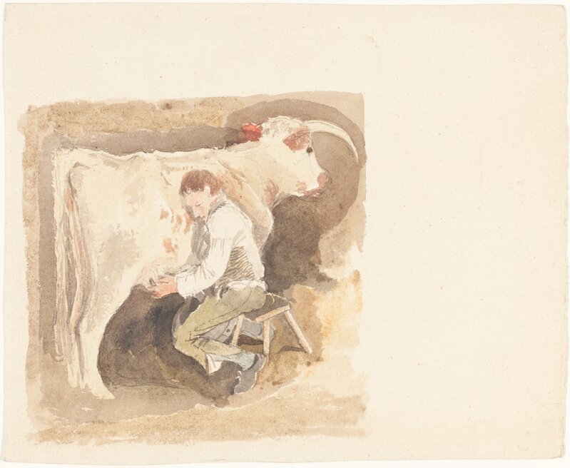 Attributed to John Sell Cotman, ‘Boy Milking Cow’, Drawing, Collage or other Work on Paper, Watercolor and graphite on heavy wove paper, National Gallery of Art, Washington, D.C.