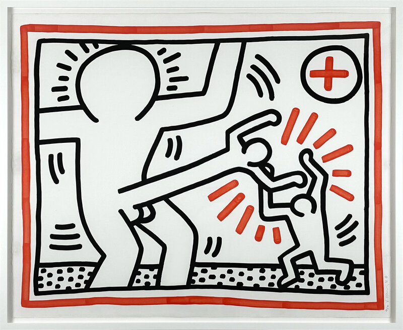 Keith Haring, ‘Three Lithographs’, 1985, Print, Lithograph in black and red, on BFK Rives paper, ARCHEUS/POST-MODERN