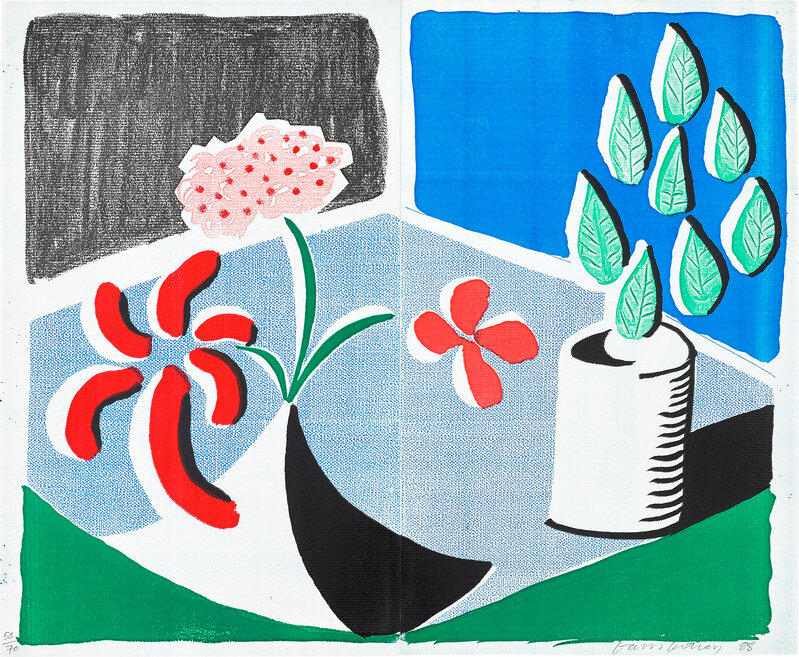 David Hockney, ‘Red Flowers and Green Leaves, Separate, May’, 1988, Print, Home-made print executed on an office colour copy machine, on two sheets of Arches Text paper (as issued), the full sheets., Phillips