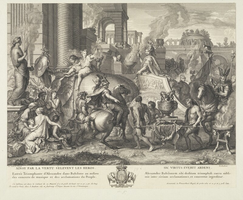 Charles Le Brun, ‘[Triumphal entry into Babylon]’, Etching, engraving, b and w, Getty Research Institute