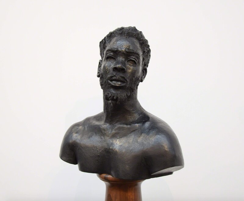 Mohau Modisakeng, ‘Untitled (Lefa Bust)’, 2017, Bronze and Imbuia wood, SAFFCA